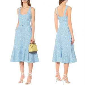 Jonathan Simkhai Eve Floral Midi Dress in Blue/White Womens 6